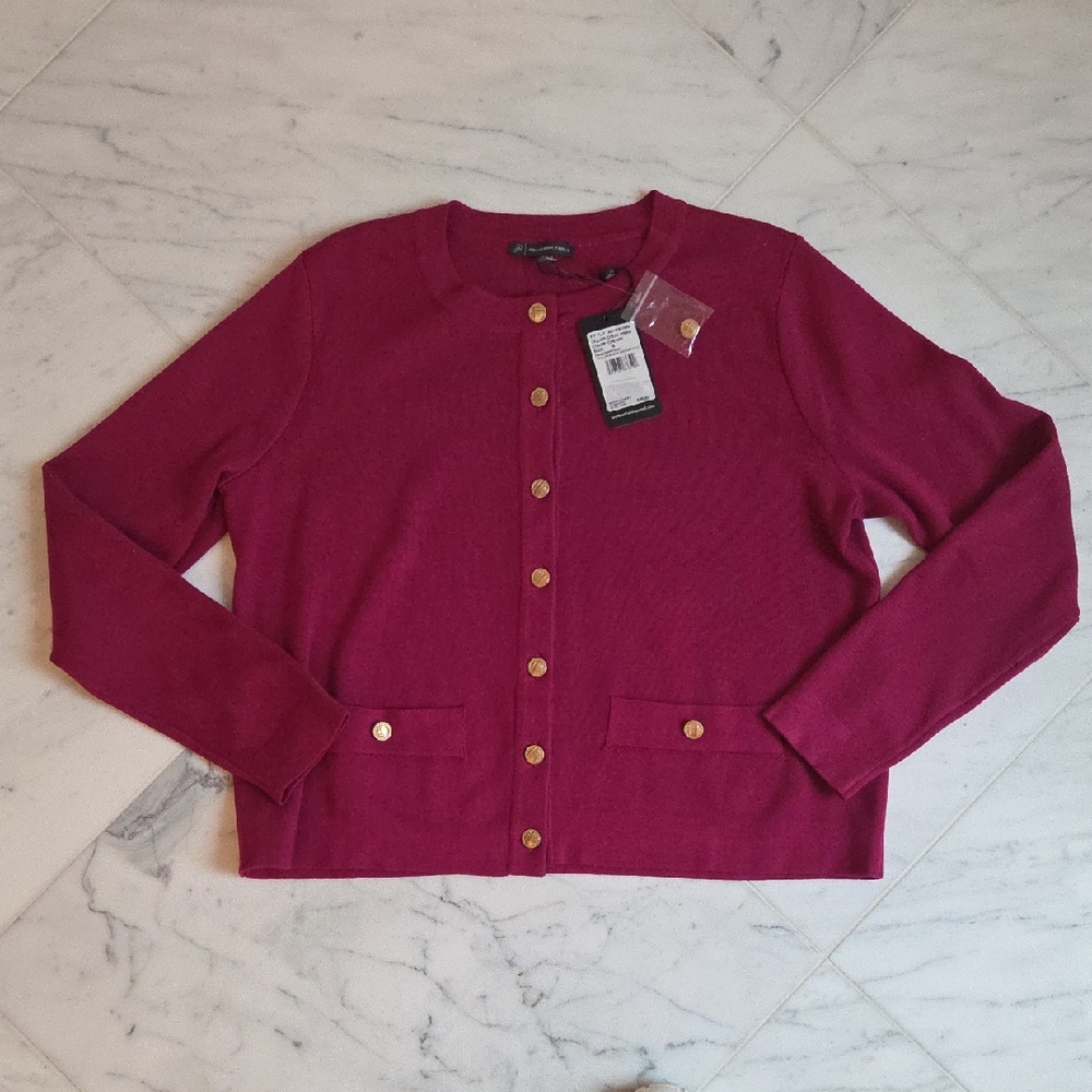 NWT Adrianna Papell Magenta Cardigan Sweater